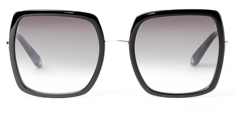 Alexis Amor Macy frames in Mirror Gold + Gloss Piano Black